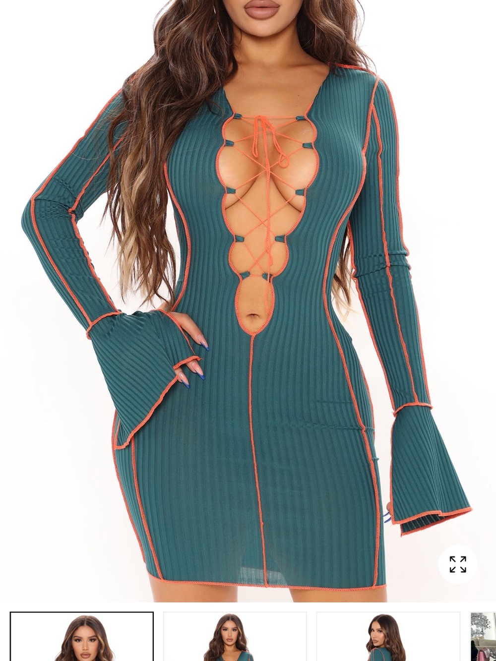 Fashion Nova Teal Opposites Attract Mini Dress